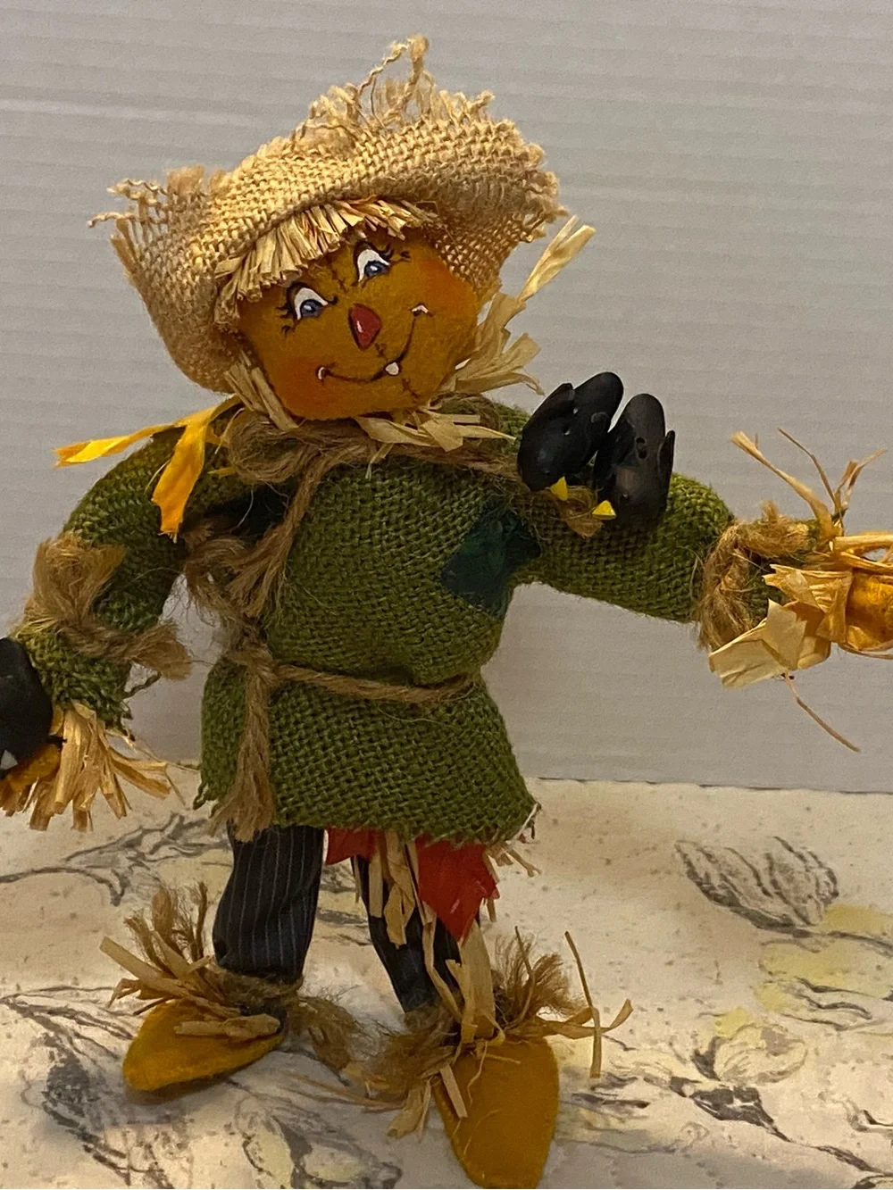 Annalee Green and Yellow Scarecrow Figurine 2007